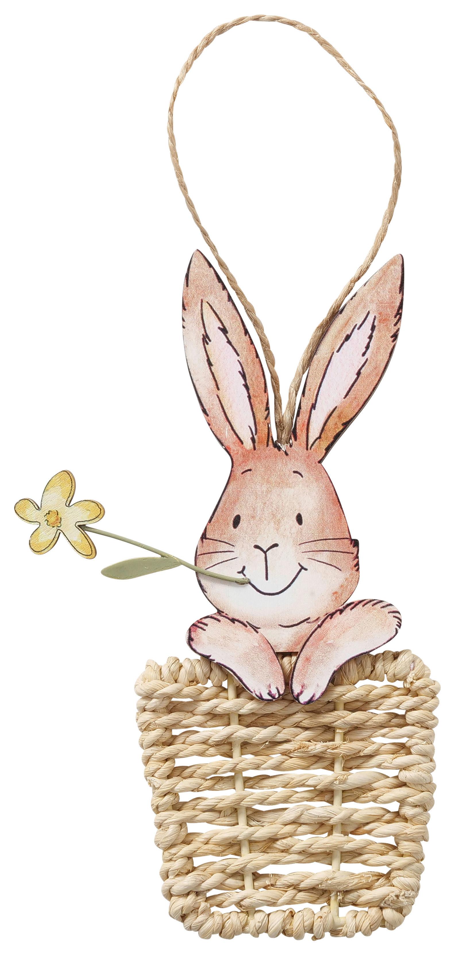 Dekohänger Hase I Naturfarben/Weiß - Beige/Naturfarben, KONVENTIONELL, Holzwerkstoff/Textil (1/11/14cm) - Mömax