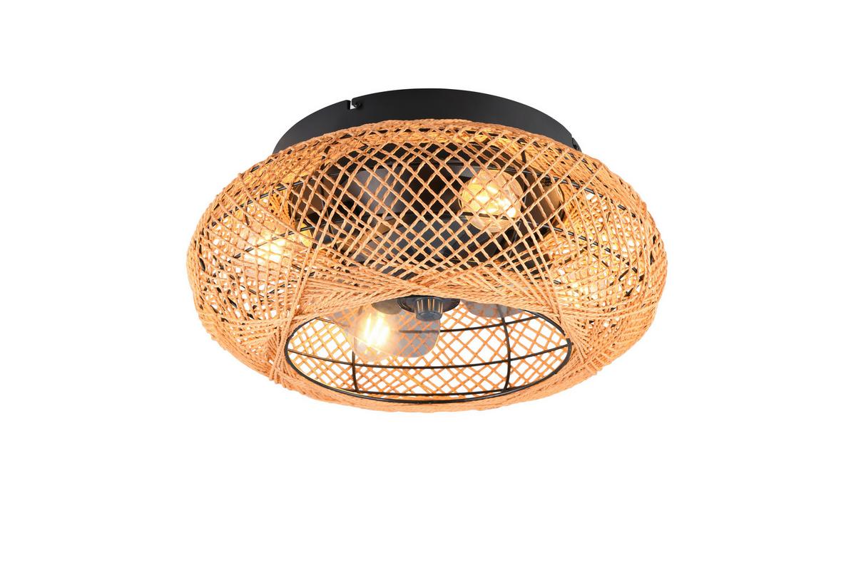 Deckenventilator Lillesand Schwarz max. 4 Watt - Transparent/Schwarz, Design, Kunststoff/Metall (50/50/21,5cm)
