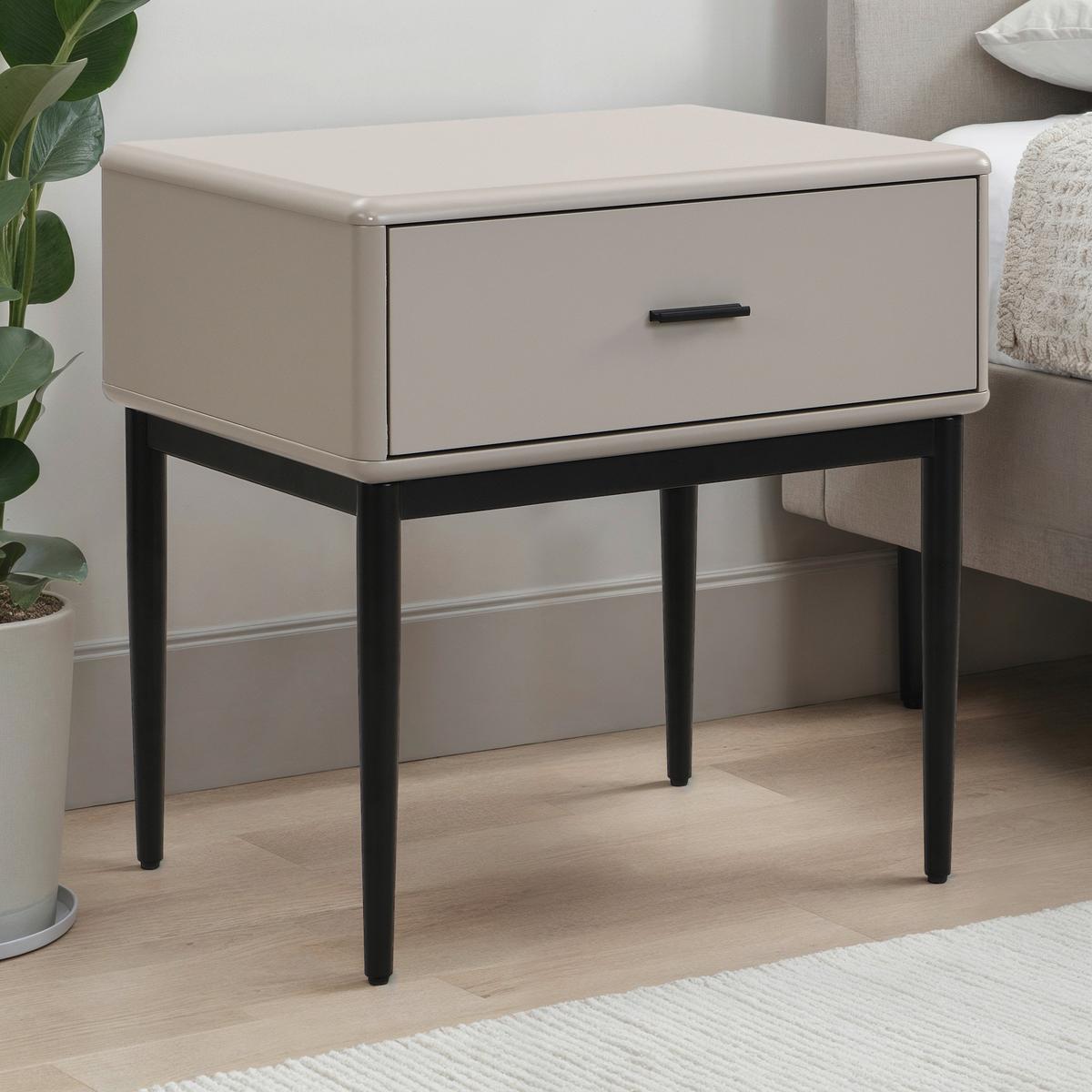 SZAFKA NOCNA TEMPICO - jasnoszary/czarny, Modern, materiał drewnopochodny/metal (54/55/40cm) - Livetastic