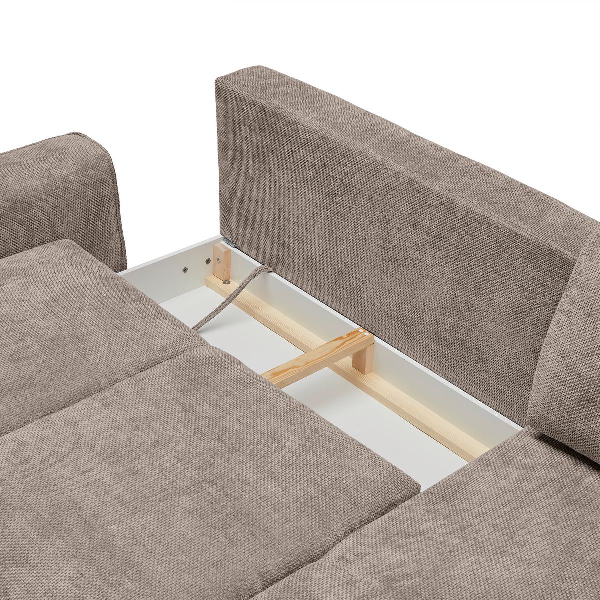 Ecksofa Custom Beige - Beige/Schwarz, MODERN, Textil/Metall (255/164cm) - Mömax