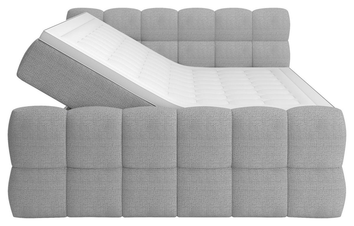 Boxspring Krevet Brisbane - svijetlo siva/crna, Trend, drvni materijal/drvo (180/200cm) - Premium Living
