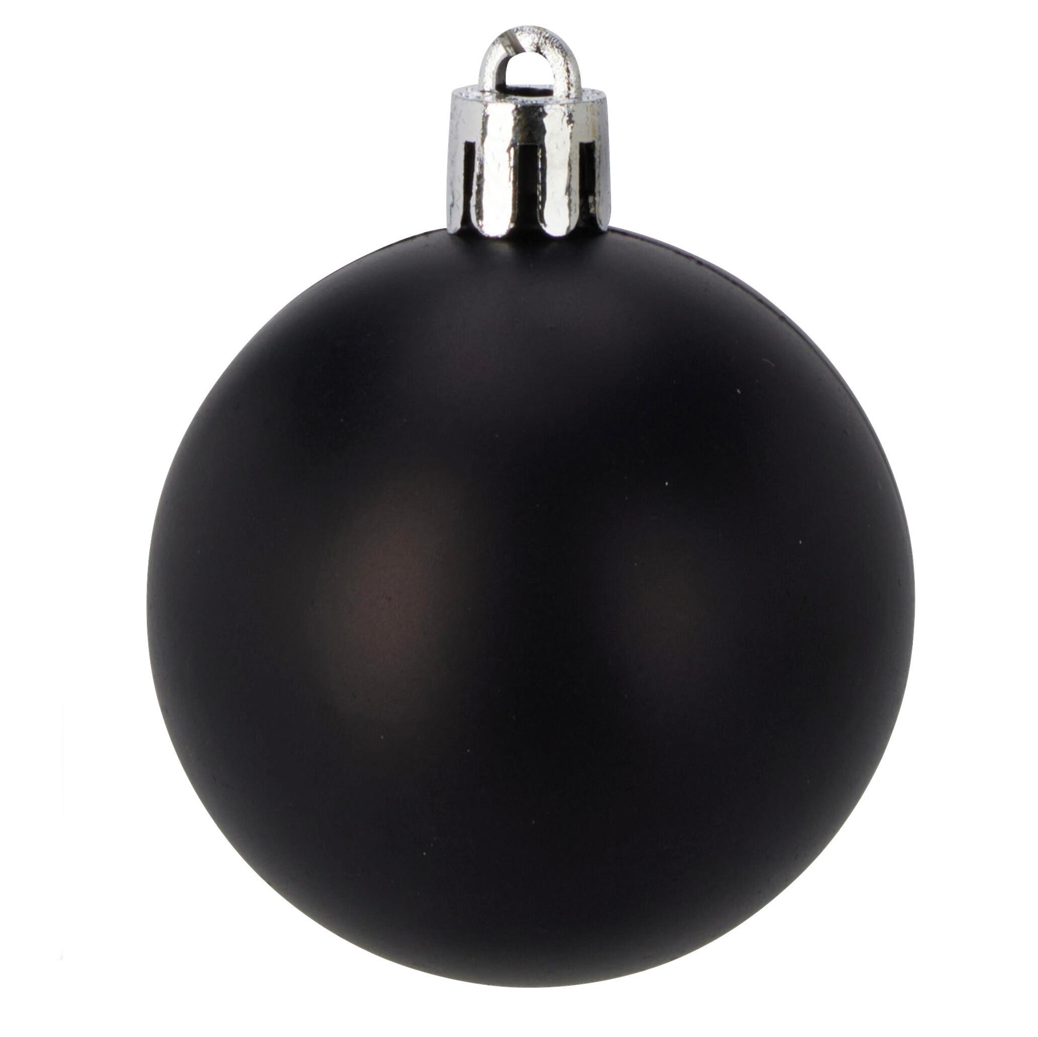 Christbaumkugel-Set Romy Schwarz 16-teilig - Schwarz, KONVENTIONELL, Kunststoff (5cm) - Mömax