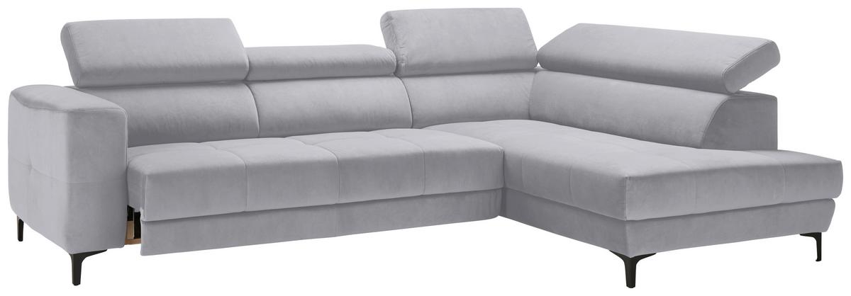 Ecksofa Emma rechts Grauweiß - Grauweiß/Schwarz, MODERN, Textil (301/47/210cm) - Premium Living