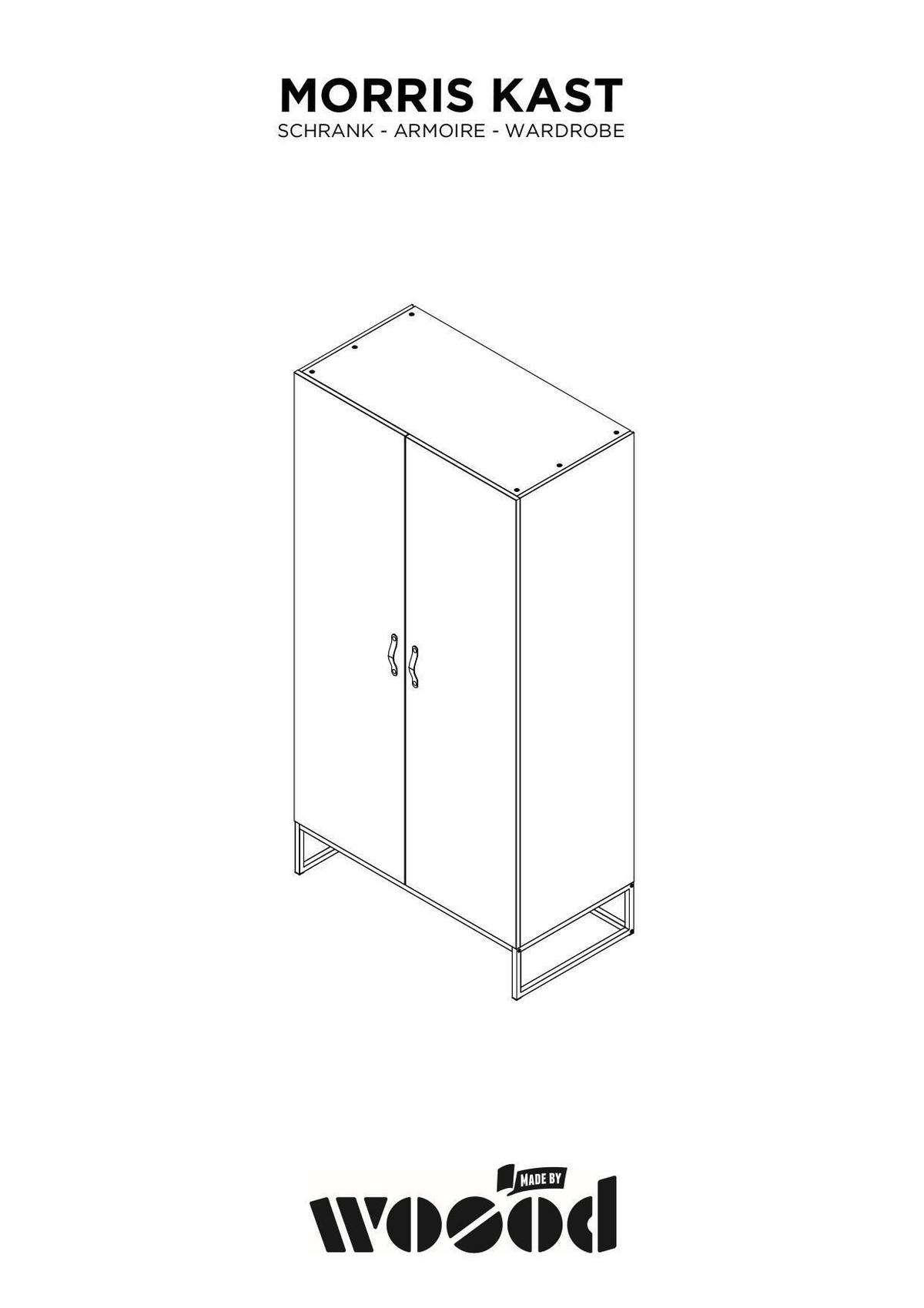 Drehtürenschrank Morris Grau/Schwarz - Schwarz/Grau, Design, Leder/Holz (100/195/53cm) - Livetastic
