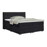 Boxspringbett Papilon Schwarz ca. 180x20cm - Zinkfarben/Schwarz, KONVENTIONELL, Holz/Holzwerkstoff (180/200cm) - Premium Living