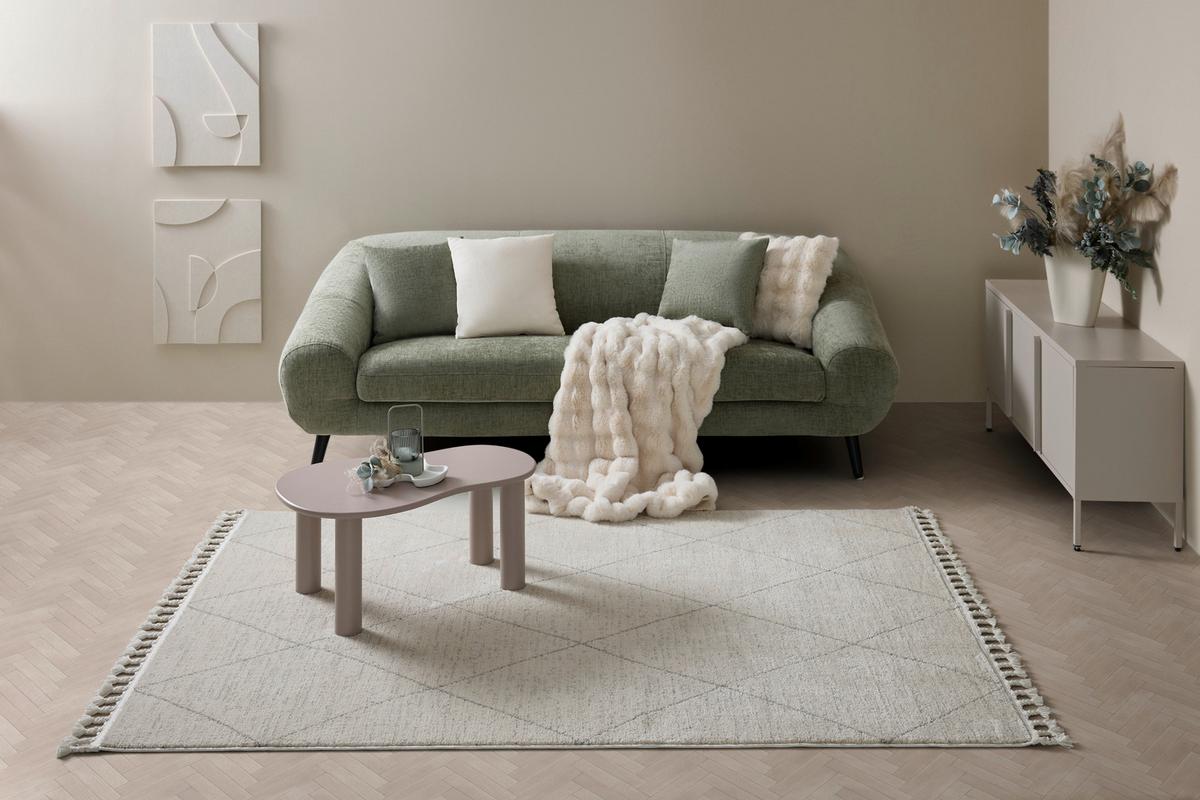 Webteppich Adjer 2 Hellgrau ca. 120x170cm - Alabasterfarben/Hellgrau, MODERN, Textil (120/170cm) - Mömax