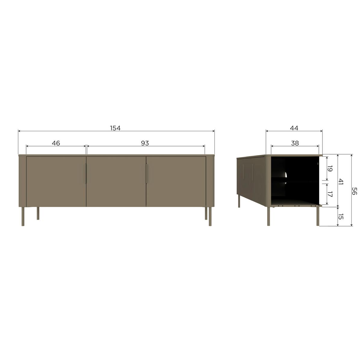 LOWBOARD Gunnar Schlammfarben B: 154cm - Schlammfarben, Design, Holz/Metall (154/56/44cm) - Livetastic