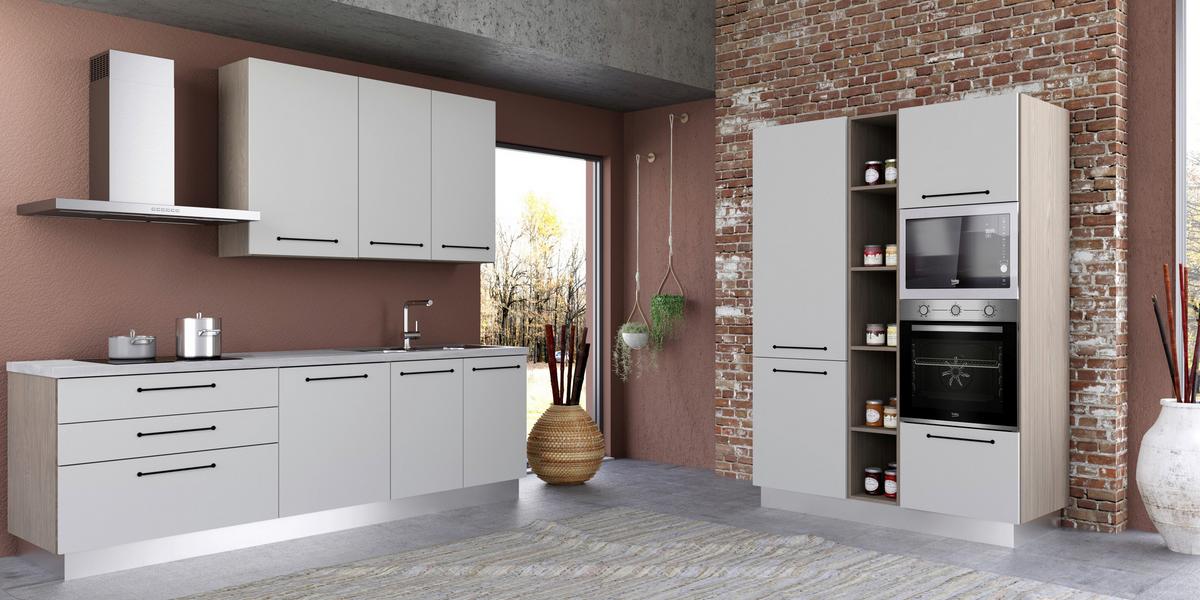 Blok Kuhinja S Aparatima Line 390 - bijela/siva, Konvencionalno, drvo/metal (390/216-240/60cm) - Mömax