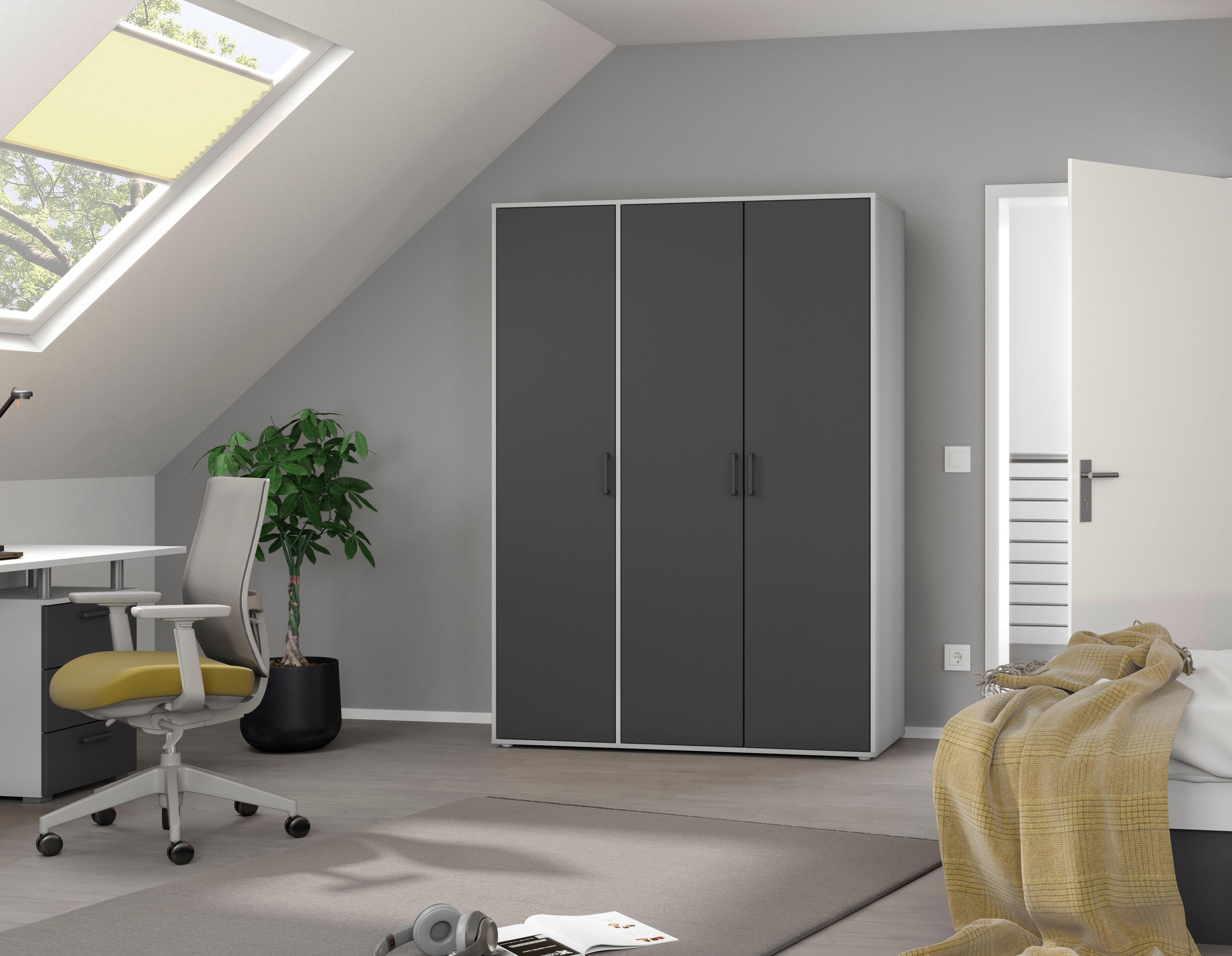 DULAP  USI ROTATIVE VOYAGER - alb/gri, Modern, material pe bază de lemn (140/194/53cm) - Modern Living