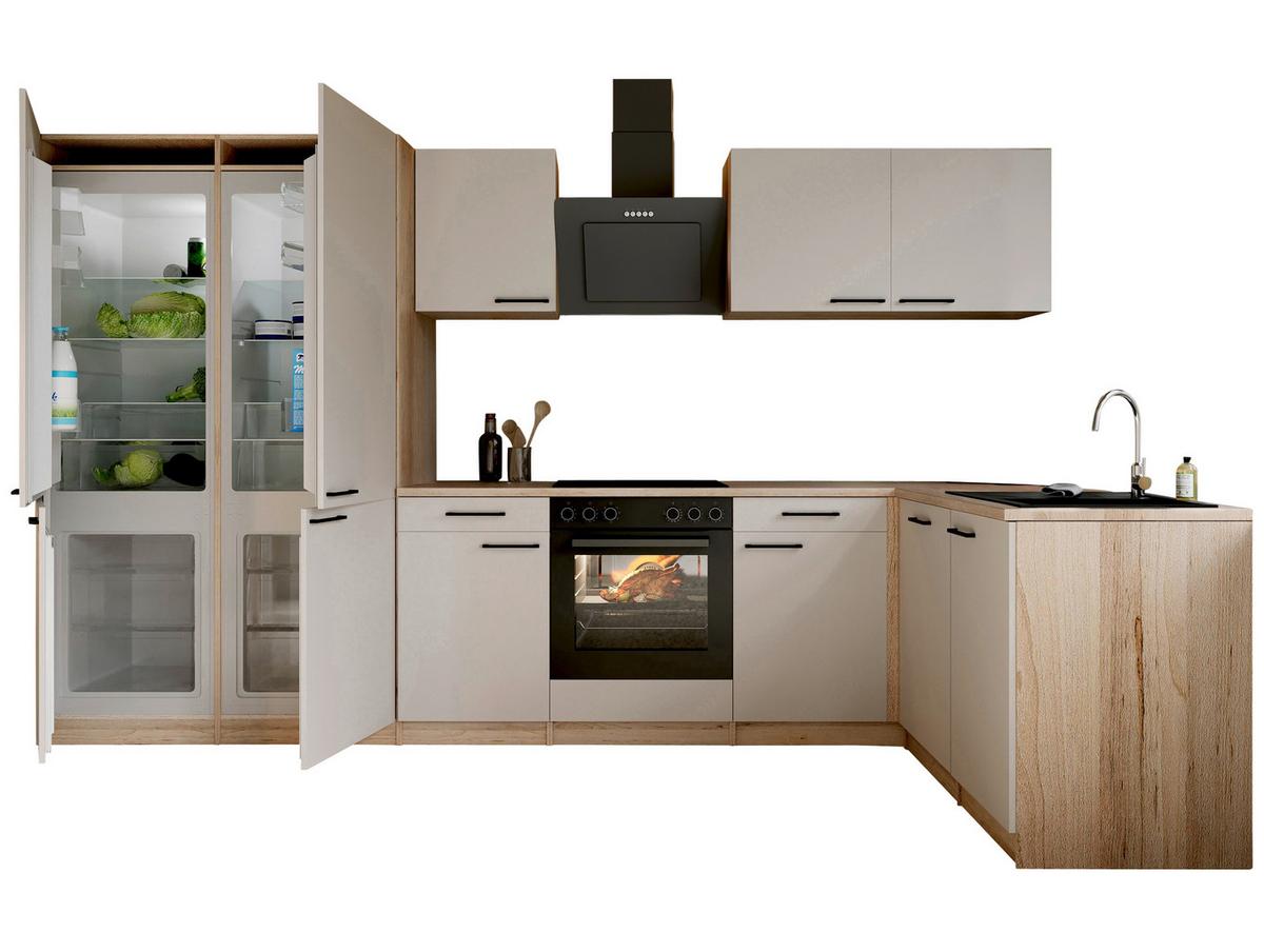 Eckküche Merle m. Geräten ca. 340x172cm Kaschmir - Kaschmir/Eichefarben, Trend, Holzwerkstoff/Metall (340/172cm) - Respekta