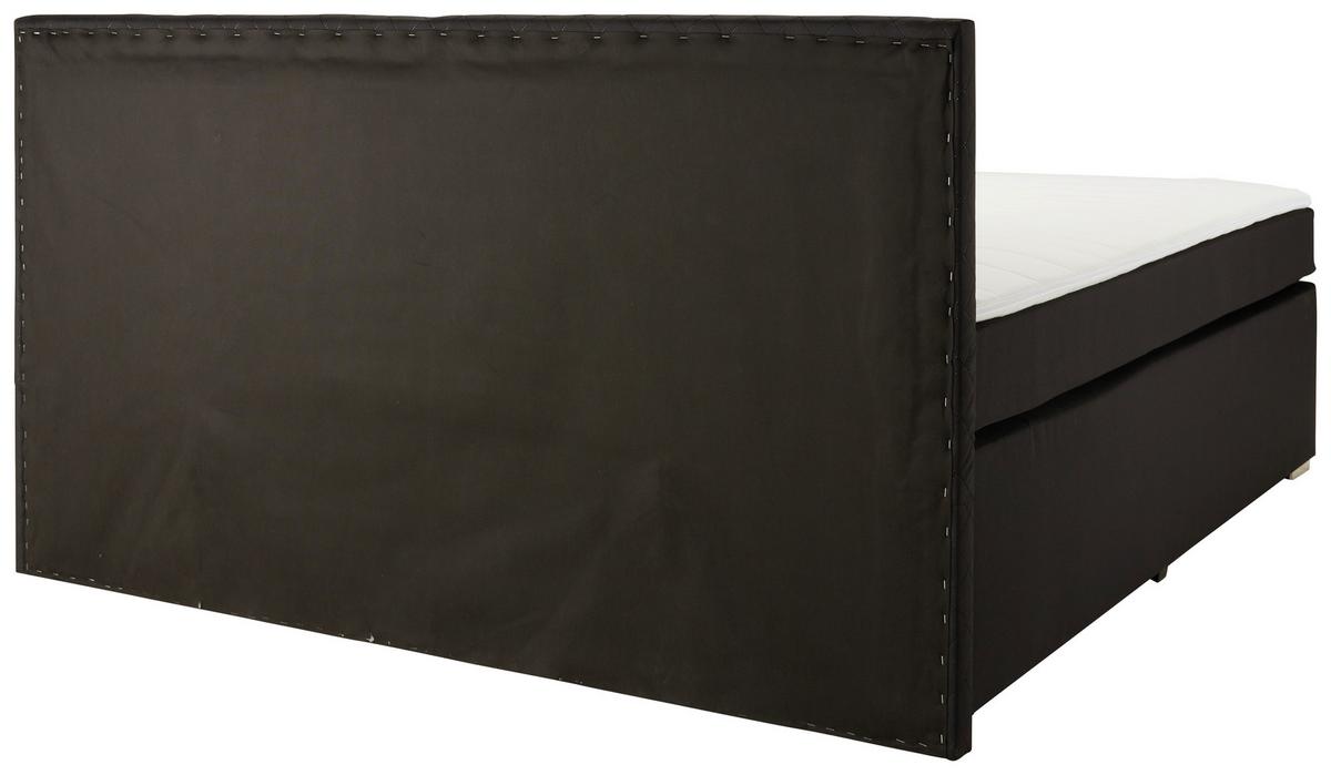 Boxspringbett Mali New in Schwarz ca. 180x200cm - Chromfarben/Schwarz, KONVENTIONELL, Textil (180/200cm) - Based
