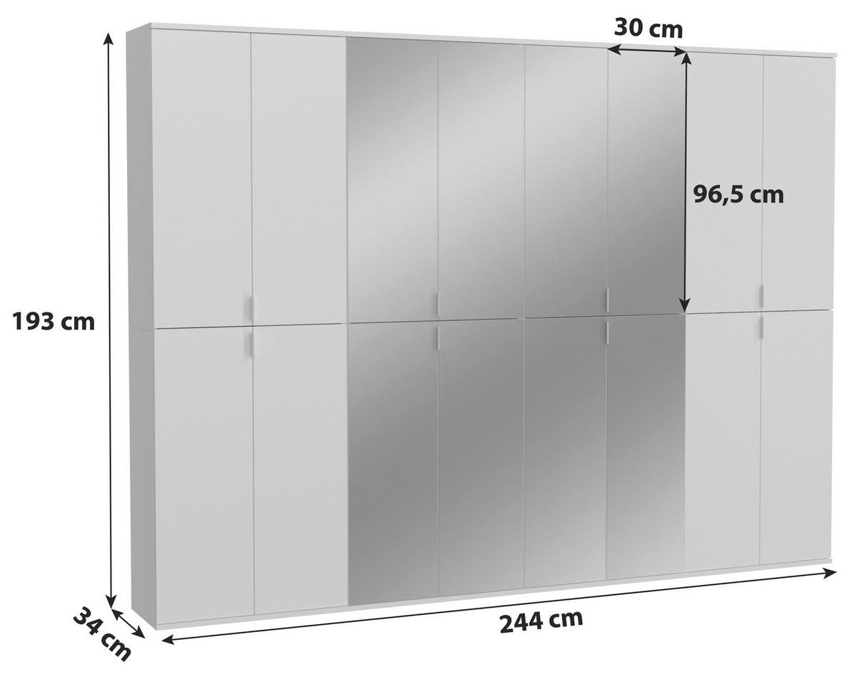 Ormar S Klasičnim Vratima Projekt X - bijela/bijela visoki sjaj, Moderno, staklo/drvni materijal (244/193/34cm) - Modern Living