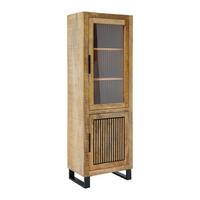 Vitrine Everest in Naturfarben/Schwarz - Schwarz/Naturfarben, Natur, Glas/Holz (60/180/40cm) - Zandiara