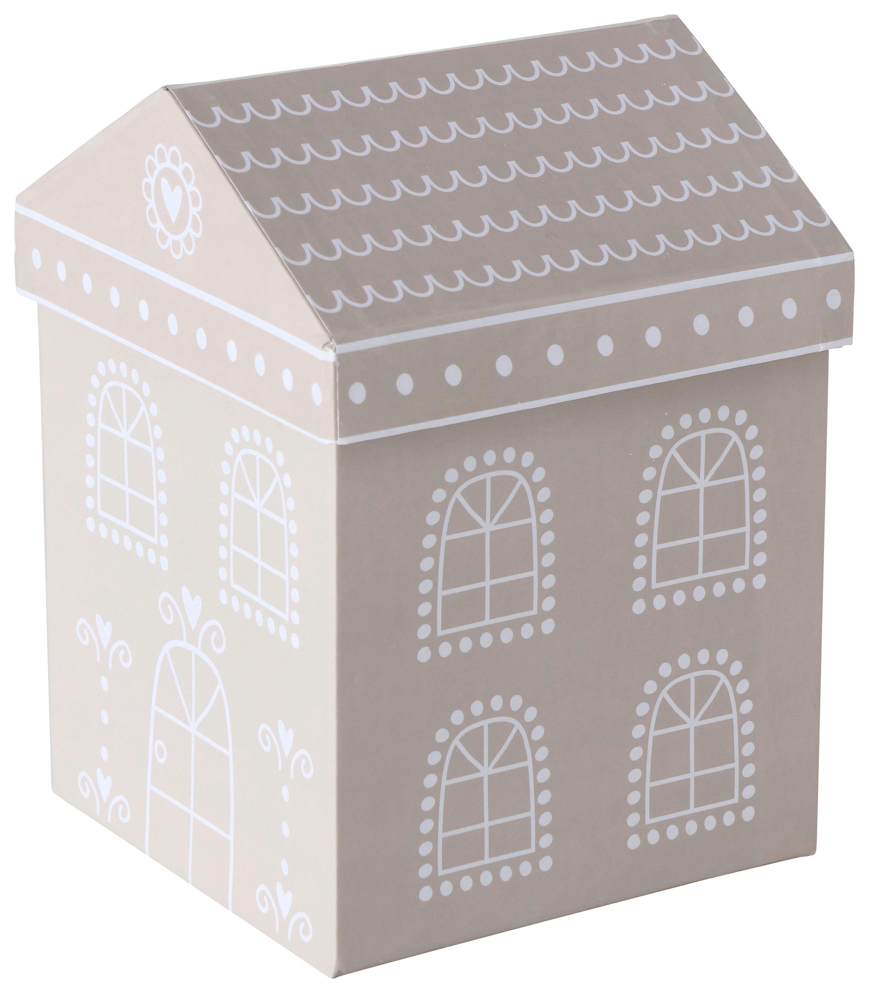 Dekobox Villana I In Weiss/beige - Weiss/Beige, Romantik / Landhaus, Papier (11/15/11cm) - Premium Living