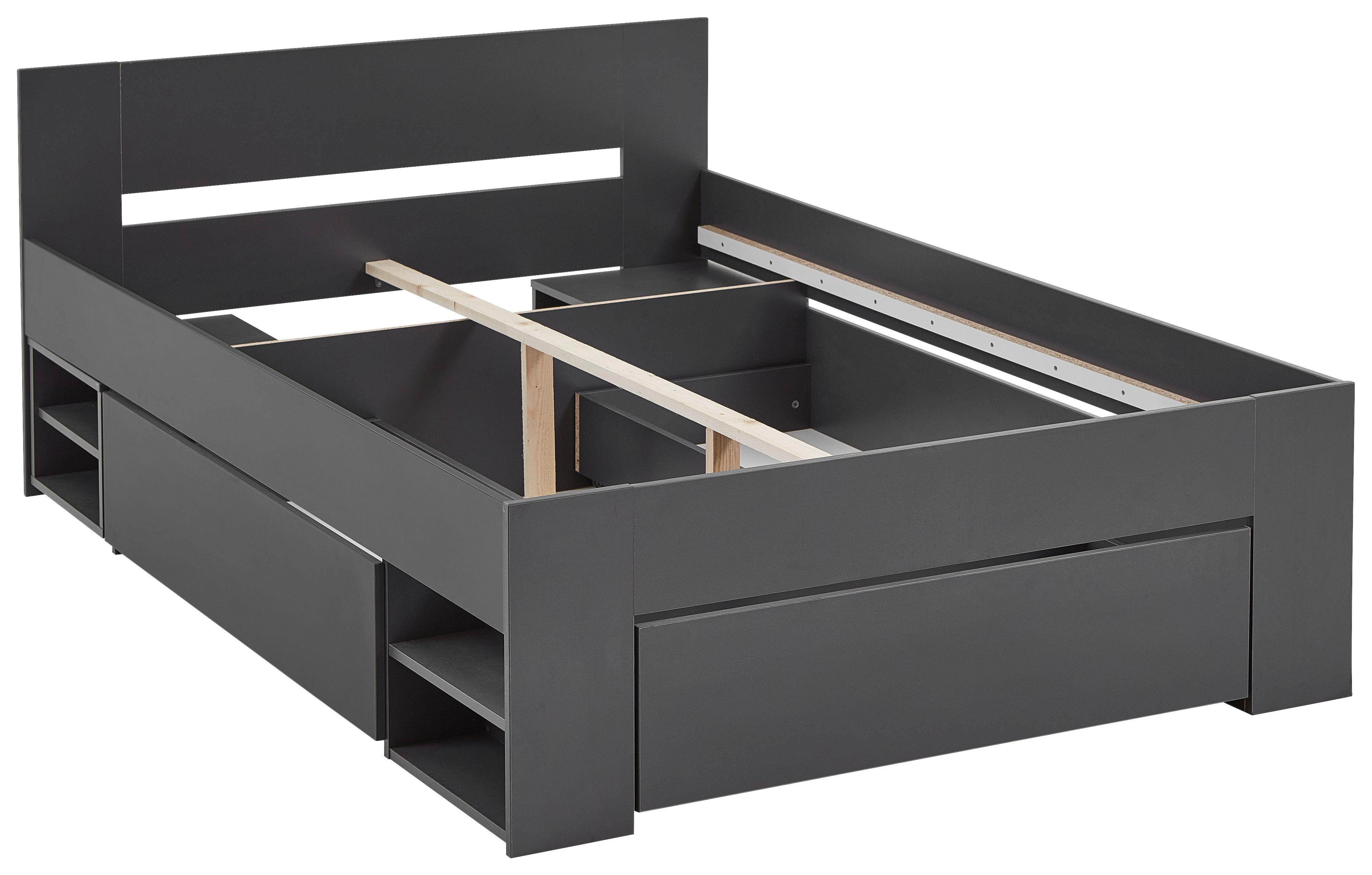 SÄNG AZURRO 2-140 - antracit, Modern, trämaterial (140/200cm) - Mömax
