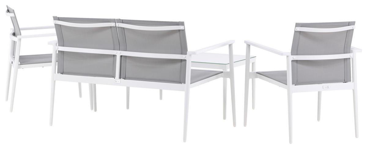 Loungegarnitur Break Weiß/Grau - Weiß/Grau, KONVENTIONELL, Glas/Textil - Gardenson