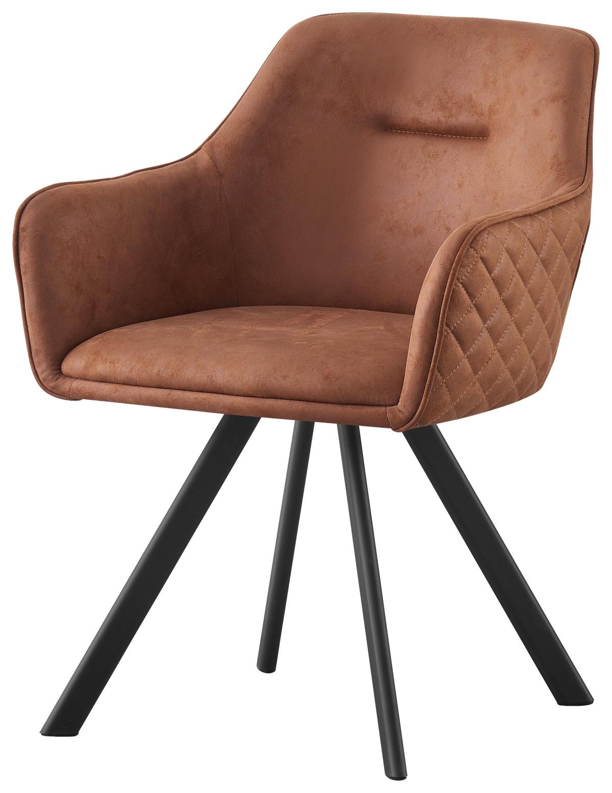 KRZESŁO Z PODŁOKIETNIKAMI MARKO - czerwonobrunatny/czarny, Design, metal/tkanina (58,5/78,5/62cm) - Hom`in