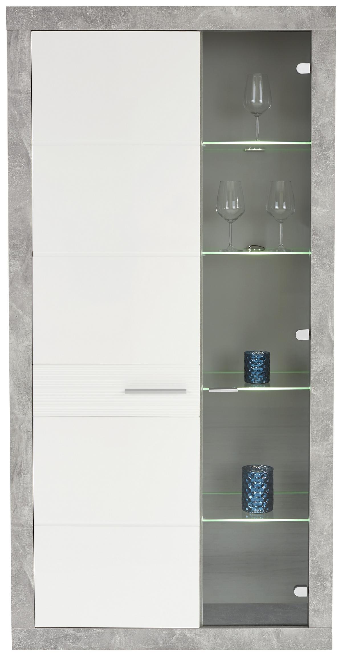 Vitrină Malta - alb/gri, Modern, material pe bază de lemn (96/197/35cm) - Modern Living