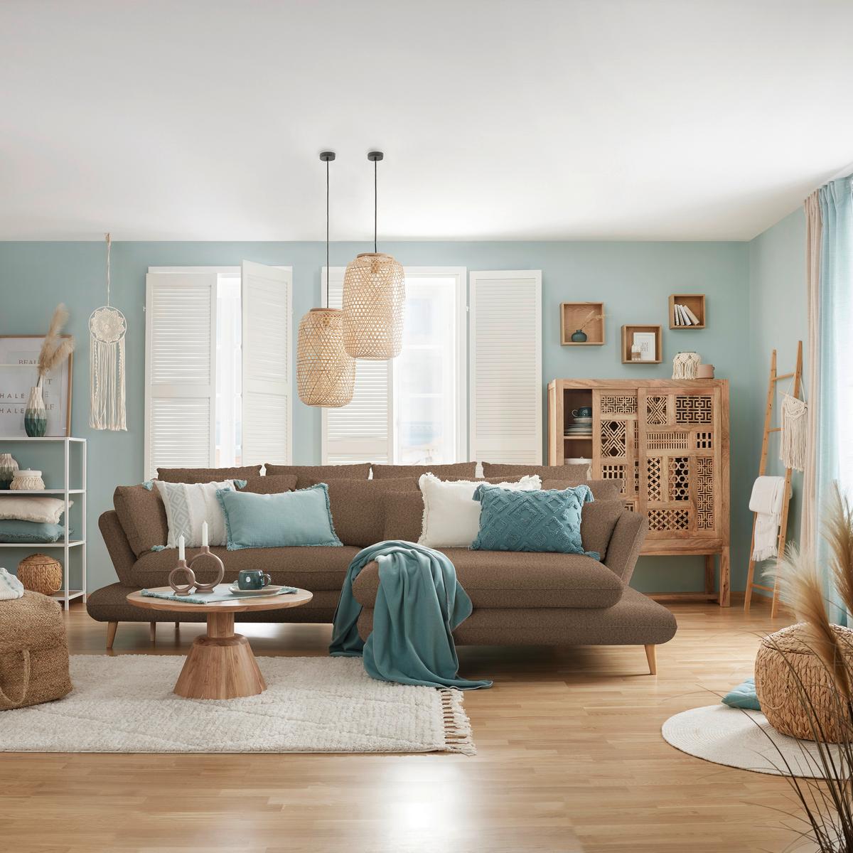 Kutna Garnitura Monte - cappuccino/prirodne boje, Romantično / ladanjski, tekstil/drvo (283/181cm) - Premium Living