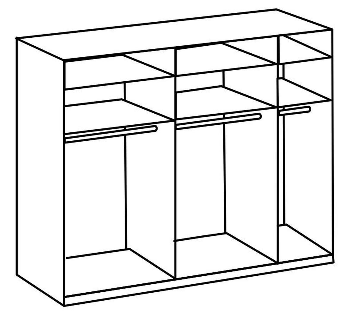 Ormar S Kliznim Vratima Level 36 D - boje hrasta/bijela visoki sjaj, Moderno, drvni materijal/metal (250/236/65cm) - Modern Living