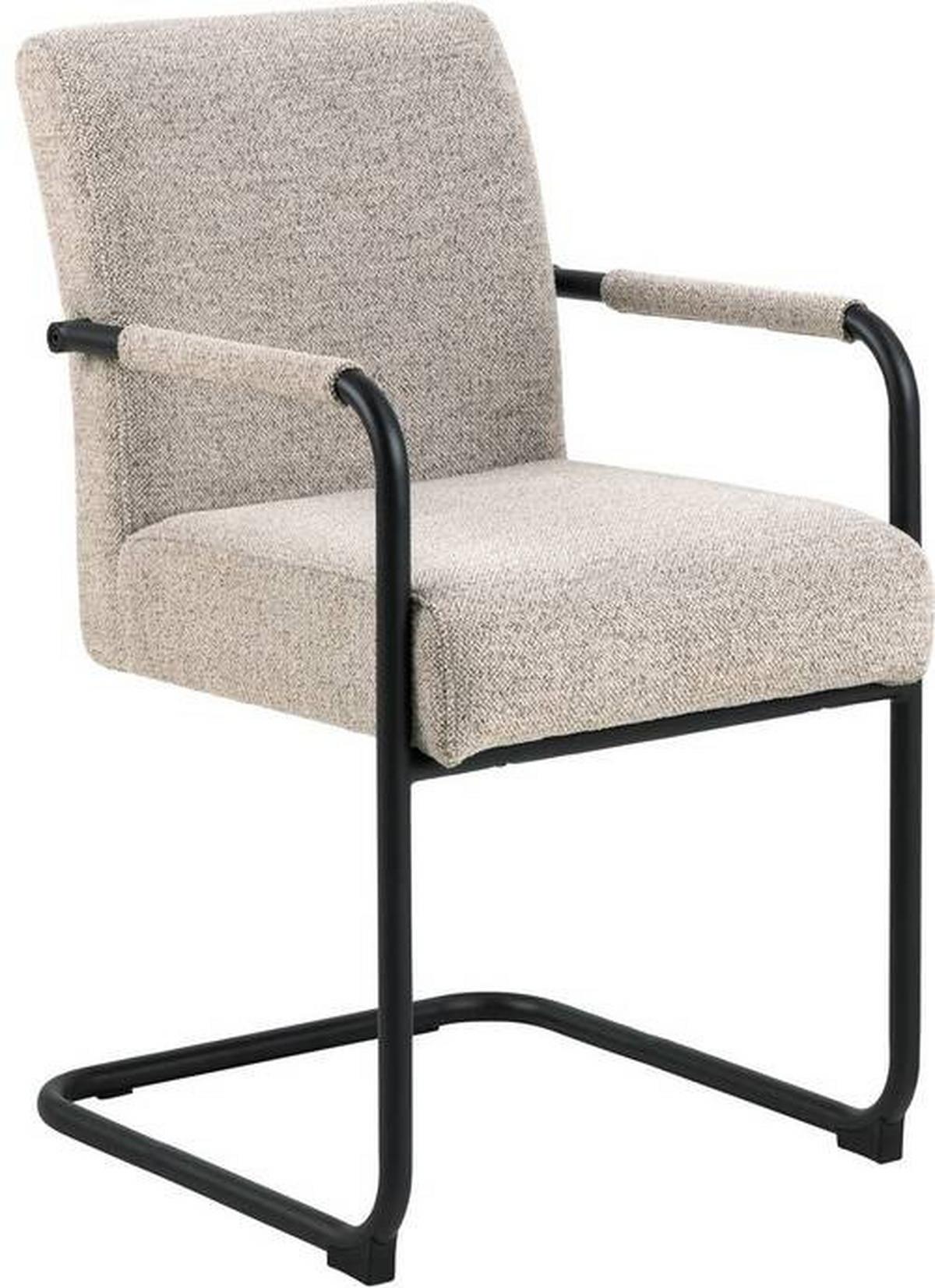 KRZESŁO Z PODŁOKIETNIKAMI ADELE - beżowy/czarny, Design, metal/tkanina (50,5/84,5/64,5cm) - MID.YOU