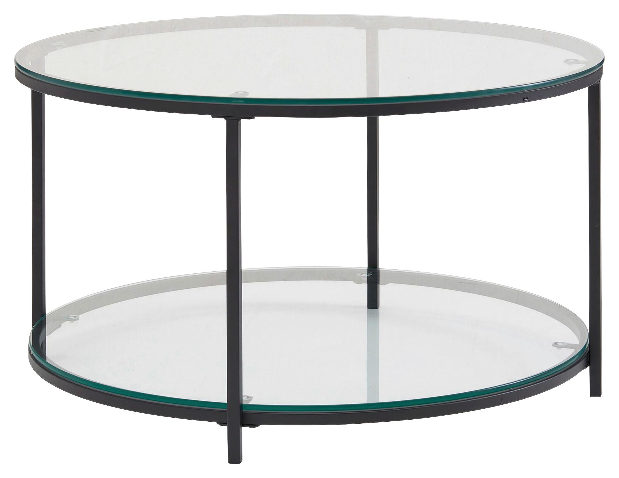 Couchtisch Wohnling Schwarz - Schwarz, MODERN, Glas/Metall (80/80/45cm) - MID.YOU