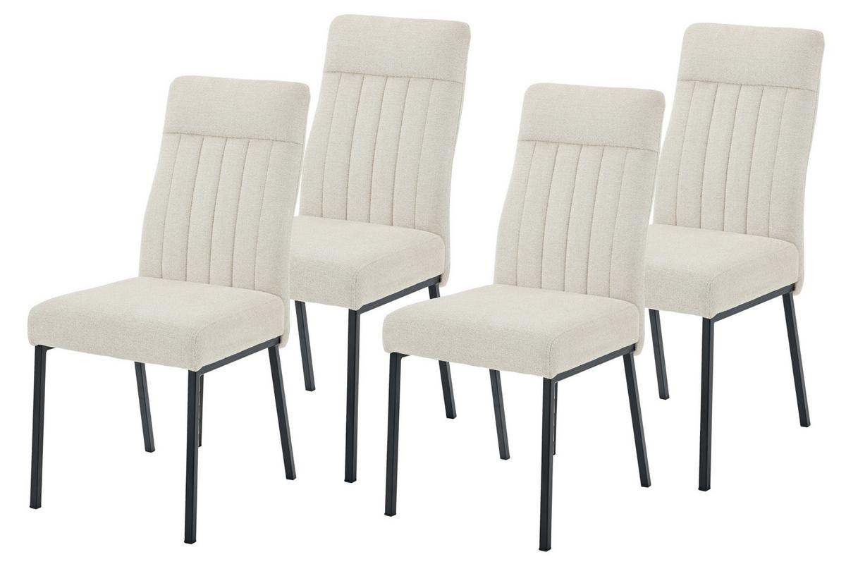 STUHL-SET CATANIA I S 4ER-SET - Beige/Schwarz, MODERN, Textil/Metall (44/95/63,5cm) - MID.YOU
