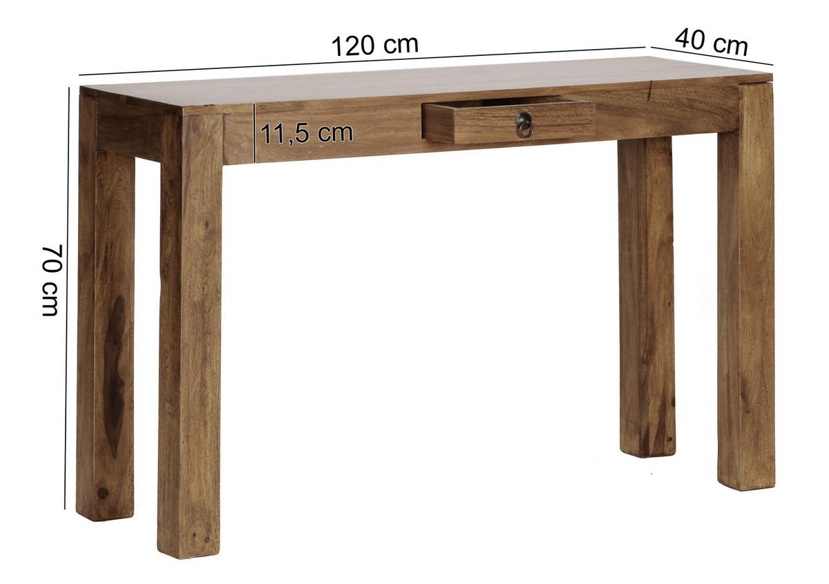 Konzolna Mizica Mumbai - črna/barve indijskega rožnega lesa, Trendi, kovina/les (120/40/70cm) - MID.YOU