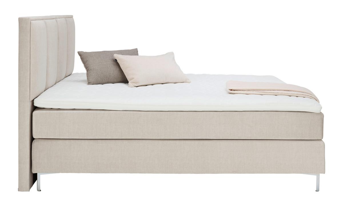 ŁÓŻKO BOXSPRING GRAZ - kremowy/kolor aluminiowy, Modern, tkanina (180/200cm) - MID.YOU
