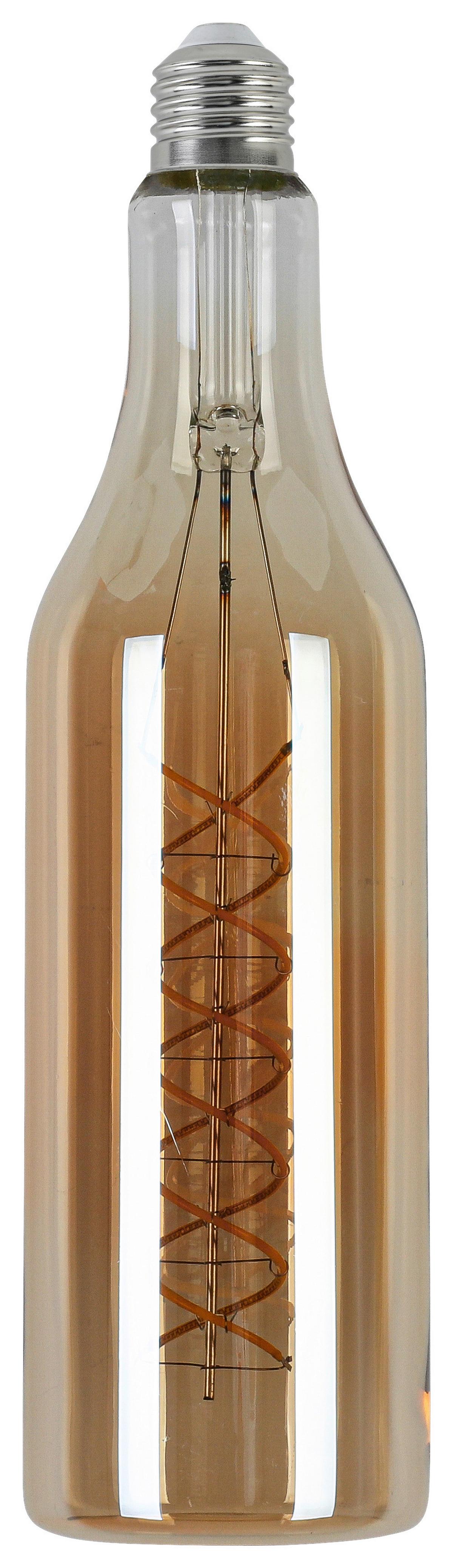 LED-Leuchtmittel Flasche Bernsteinfarben max. 4 Watt - Bernsteinfarben, Romantik / Landhaus, Glas/Metall (7,5/27,5cm) - Mömax