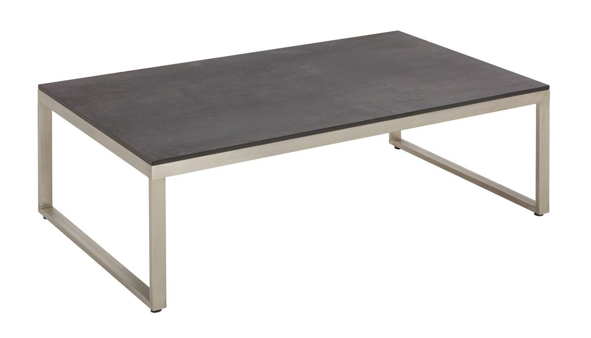 STÓŁ TARASOWY GIRONA - kolor stalowy/ciemnoszary, Modern, tworzywo sztuczne/metal (100/60/33cm) - Amatio