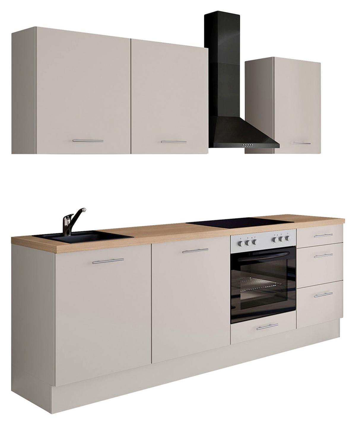 Küchenblock IKZ mit Geräten ca. 230 cm Magnolie - Edelstahlfarben/Eichefarben, Design, Holzwerkstoff/Metall (230cm) - Impuls