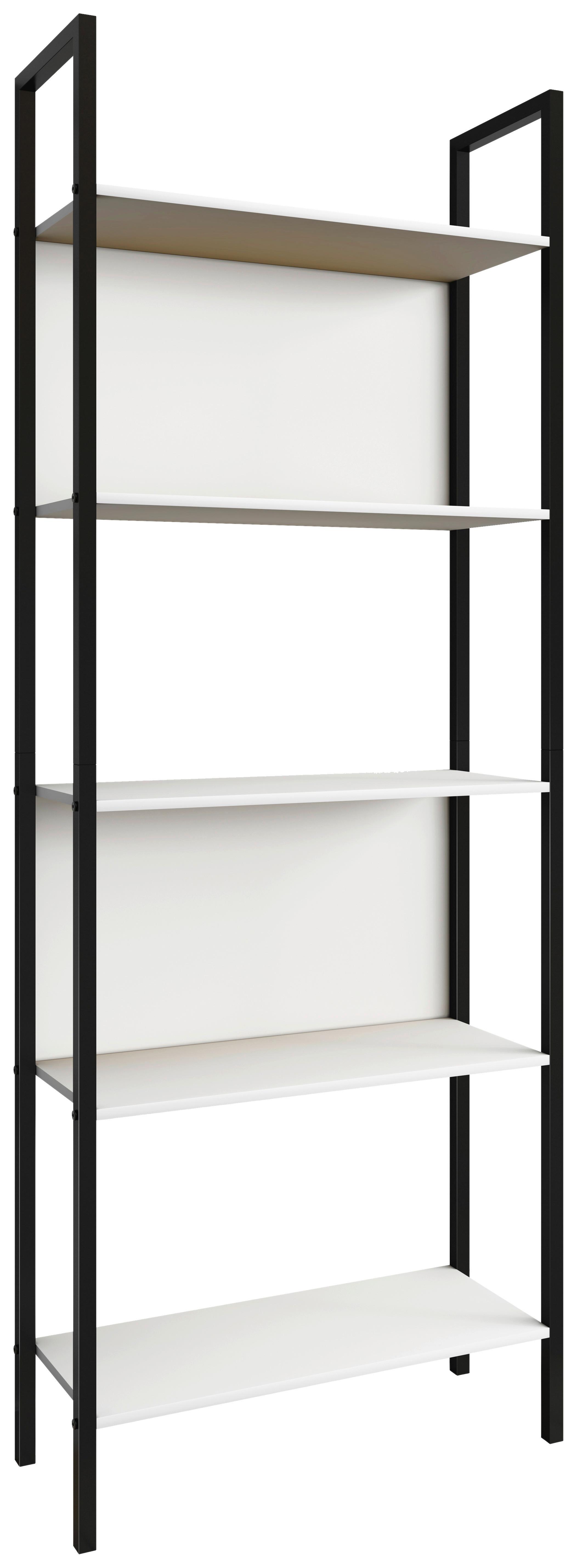 Regal Flakos 5 - Weiss/Schwarz, Design, Holzwerkstoff/Metall (62/165/24cm) - MID.YOU
