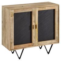 Komoda Wohnling - črna/rjava, Moderno, kamen/kovina (80/75/35cm) - MID.YOU