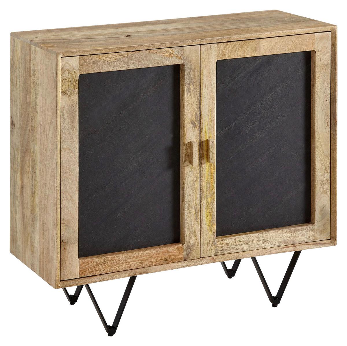 Komoda Wohnling - črna/rjava, Moderno, kamen/kovina (80/75/35cm) - MID.YOU