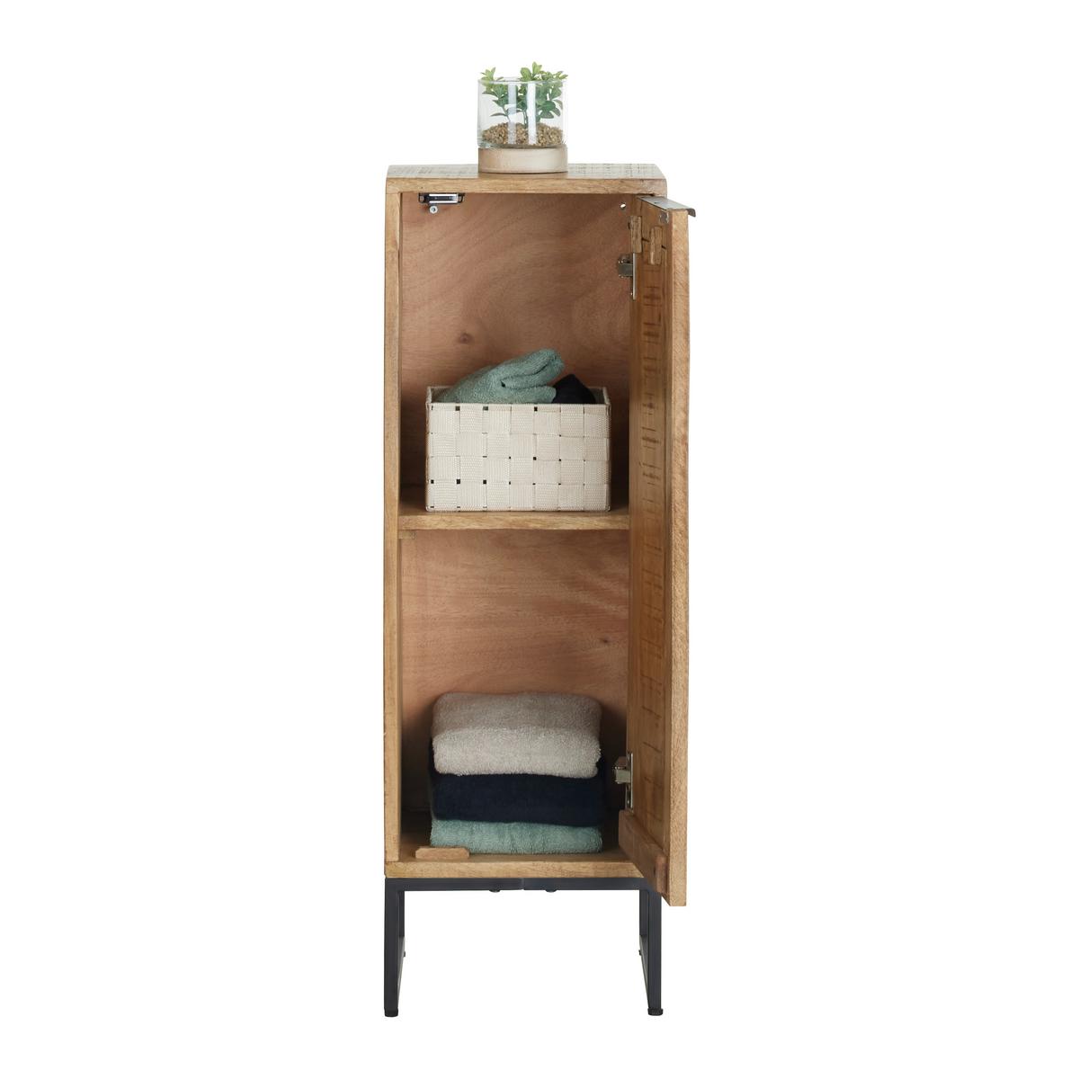 Seitenschrank Everest Naturfarben/Schwarz - Schwarz/Naturfarben, Natur, Holz/Metall (30/90/32cm) - Mömax