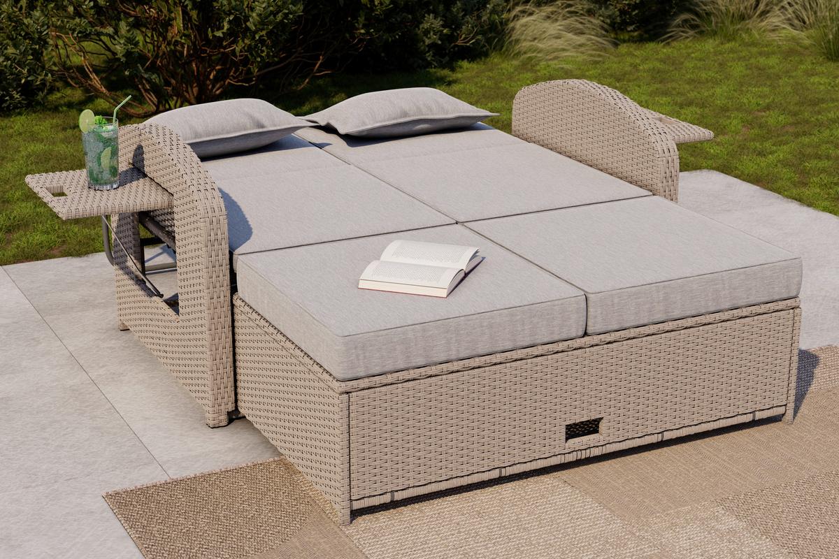 SOFA TARASOWA HAVANNA - szary, Modern, tworzywo sztuczne/metal (126/110/95/30,5/82/64cm) - Ambia Garden