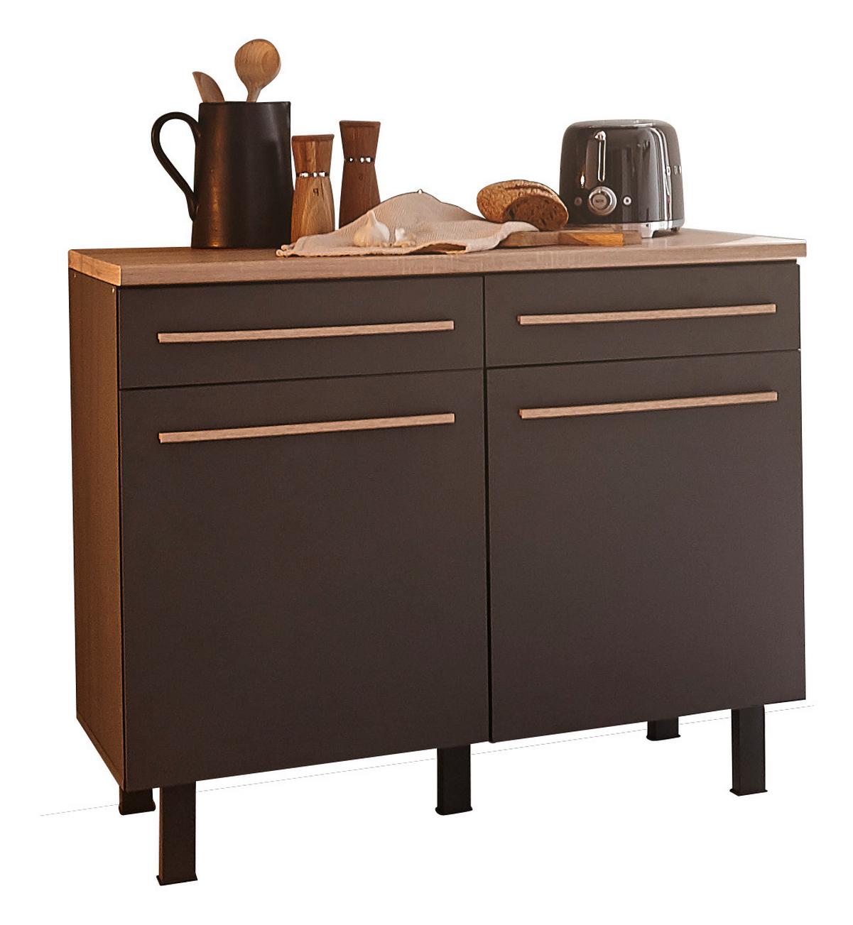 Kuhinjska Spodnja Omarica Bilberry, Antracit, Hrast - hrast sonoma/antracit, Design, umetna masa/leseni material (100/90/60cm) - Carryhome