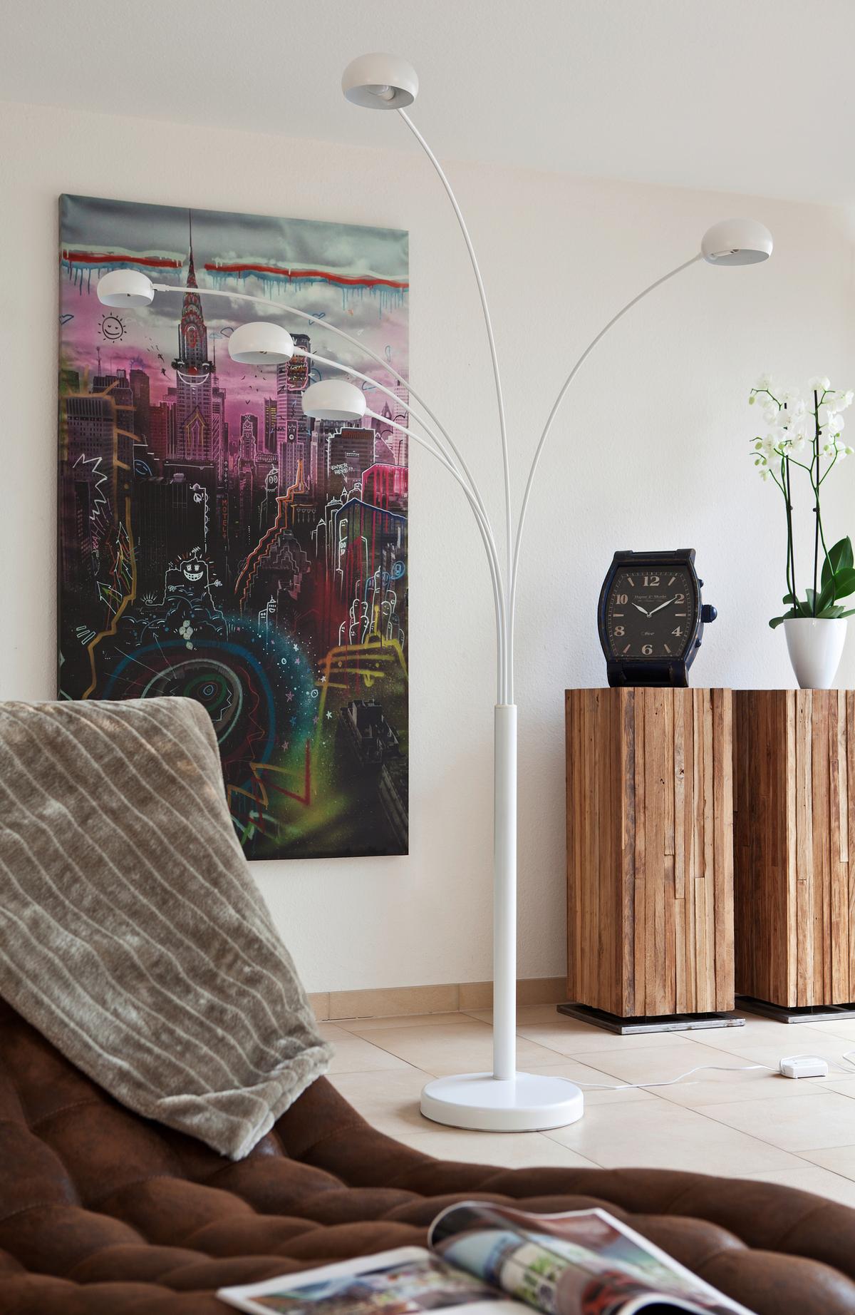 Svetilka V Obliki Loka Five - bela, Design, kamen/kovina (150/205/36cm) - P & B