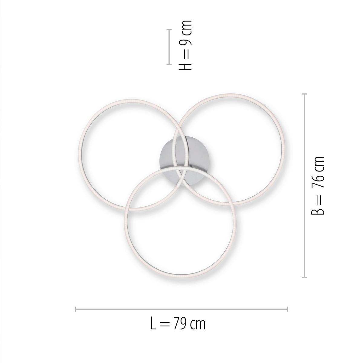 LED-Deckenleuchte Ivanka max. 41 Watt - Chromfarben, Design, Kunststoff/Metall (79/76/9cm)