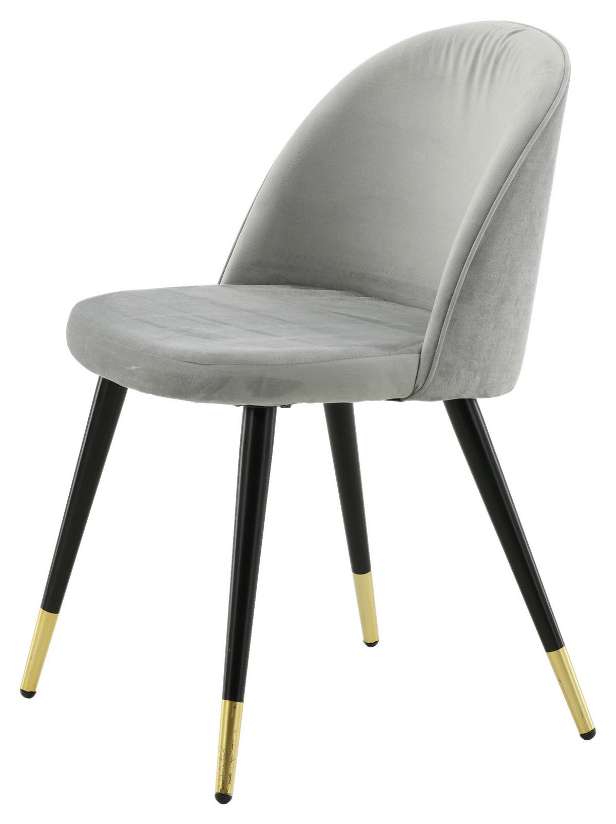 STUHL-SET VELVET - Hellgrau/Schwarz, Design, Textil/Metall (57/76.5/50cm) - Livetastic