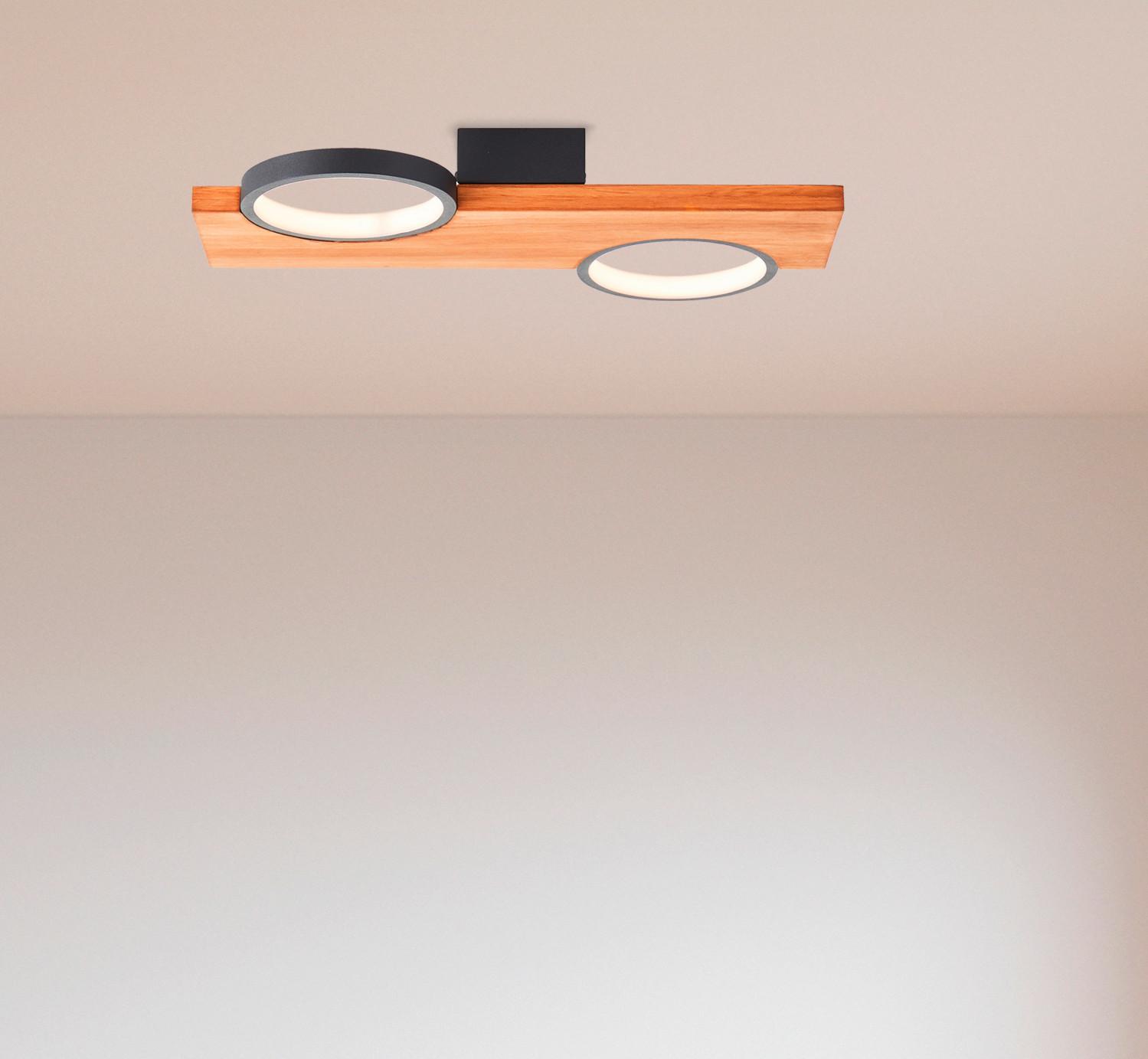 LED-Deckenleuchte Cheesy Schwarz/Hellbraun max. 14 Watt - Hellbraun/Schwarz, Natur, Holz/Metall (5,2/40/25cm) - Brilliant