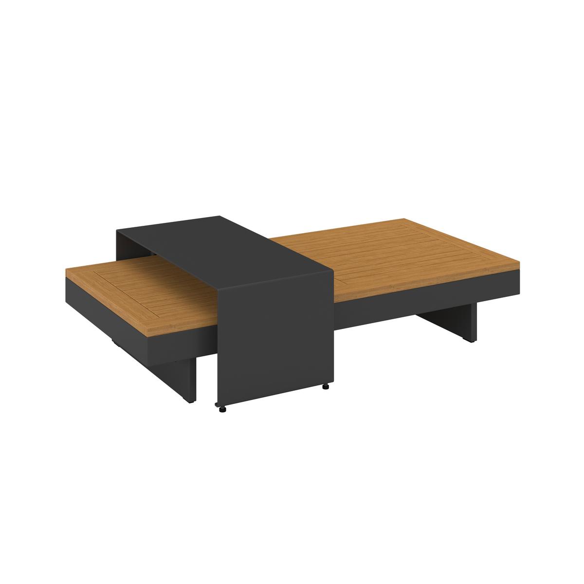 Loungegarnitur Amaia Grau, Outdoorgewebe - Dunkelgrau/Grau, Modern, Holz/Textil (323/80/70cm) - Bessagi Garden