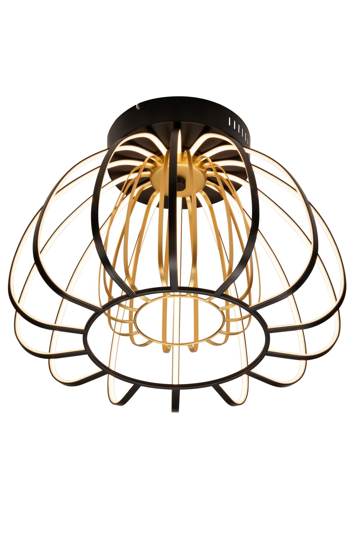 LAMPA SUFITOWA LED ONTARIO *SBN* - czarny/kolor złoty, Design, tworzywo sztuczne/metal (44,5/33cm) - Novel