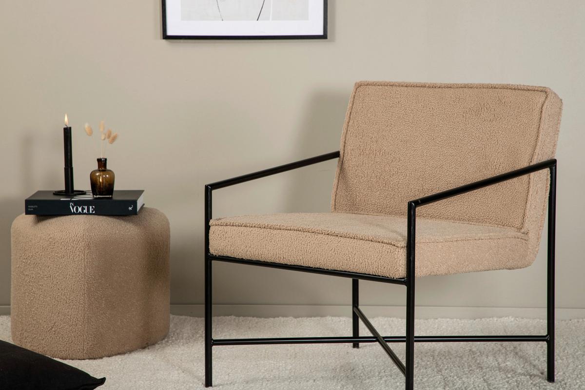 SESSEL RAKEL - Beige/Schwarz, Design, Textil/Metall (66/78/65cm) - Livetastic