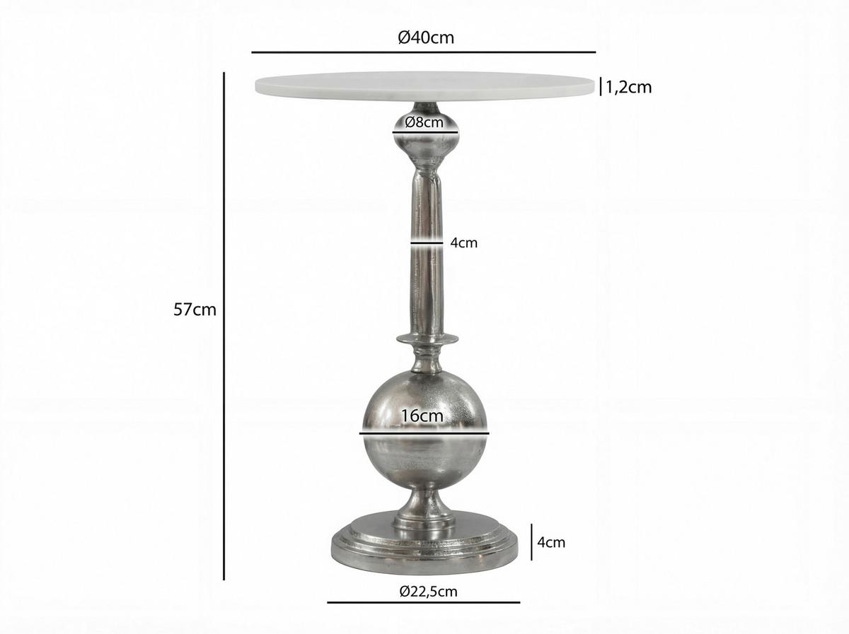 Beistelltisch Wl7.713 - Silberfarben, Design, Stein/Metall (40/40/57cm) - Livetastic