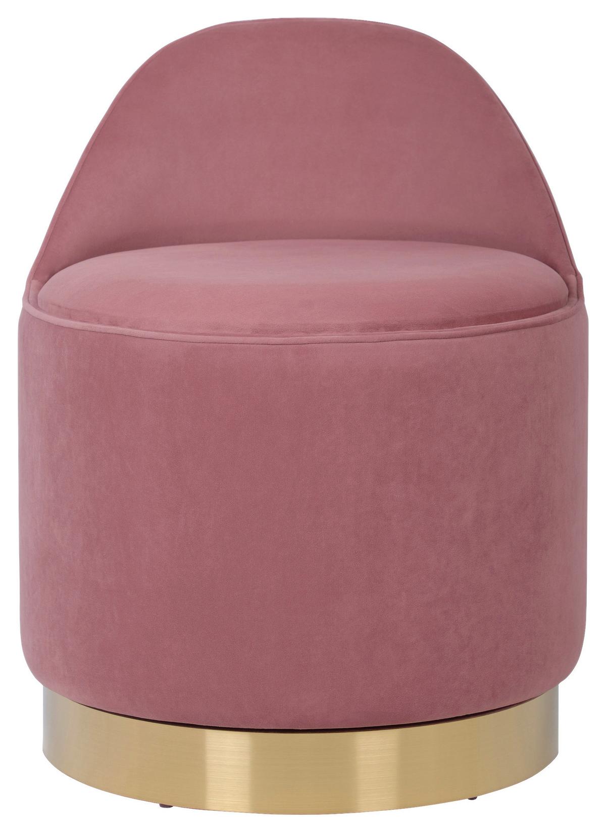 DREHHOCKER VIKTOR 125 - Goldfarben/Altrosa, Design, Textil/Metall (52/68cm) - Kayoom