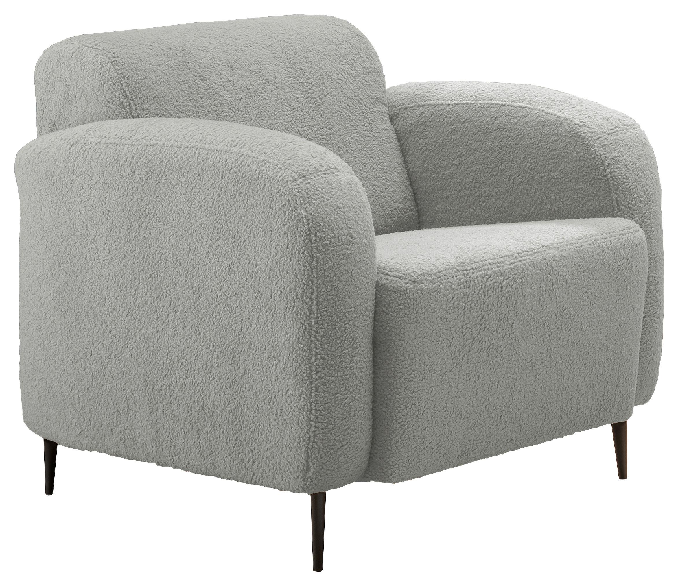 Sessel Marone Hellgrau Teddystoff - Hellgrau/Schwarz, MODERN, Textil/Metall (85/76/90cm) - Livetastic