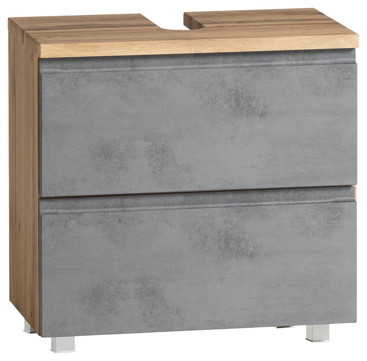 Waschbeckenunterschrank Varese ca. 60x56 cm Wotan Eiche - Eiche Wotan/Hellgrau, MODERN, Holzwerkstoff (60/56/35cm) - Held