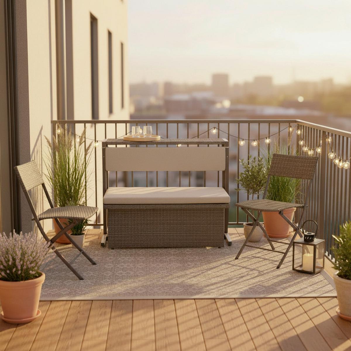 Loungeset Mario Grau Metall/Kunststoff Modular - Hellgrau/Grau, MODERN, Kunststoff/Textil (110/86,5/80cm) - Bessagi Garden